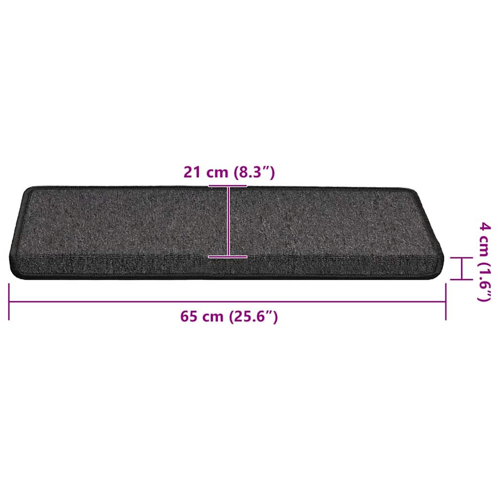 vidaXL Maty na schody 30 szt. 65x21x4 cm Antracytowe, prostokątne krawędzie