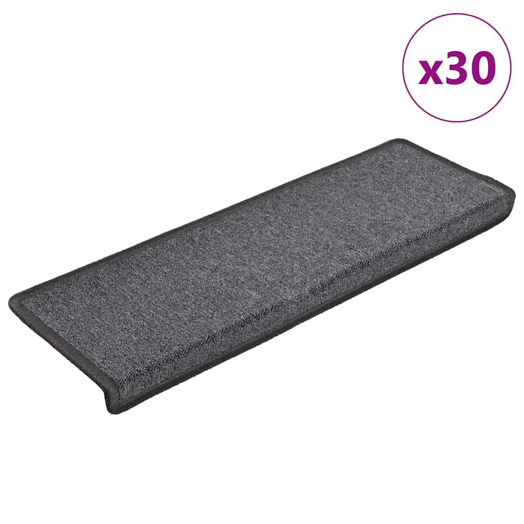 vidaXL Maty na schody 30 szt. 65x21x4 cm Ciemnoszary prostokątny brzeg