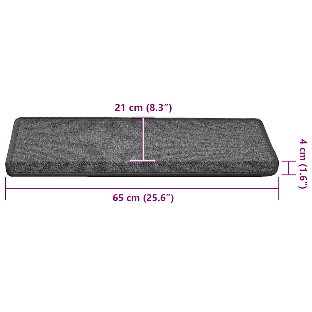 vidaXL Maty na schody 30 szt. 65x21x4 cm Ciemnoszary prostokątny brzeg