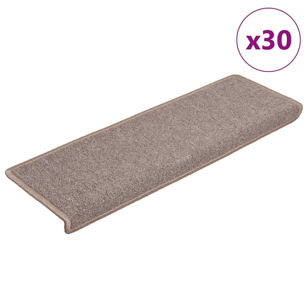 vidaXL Maty na schody 30 szt. 65x21x4 cm Jasnobrązowe, prostokątne krawędzie