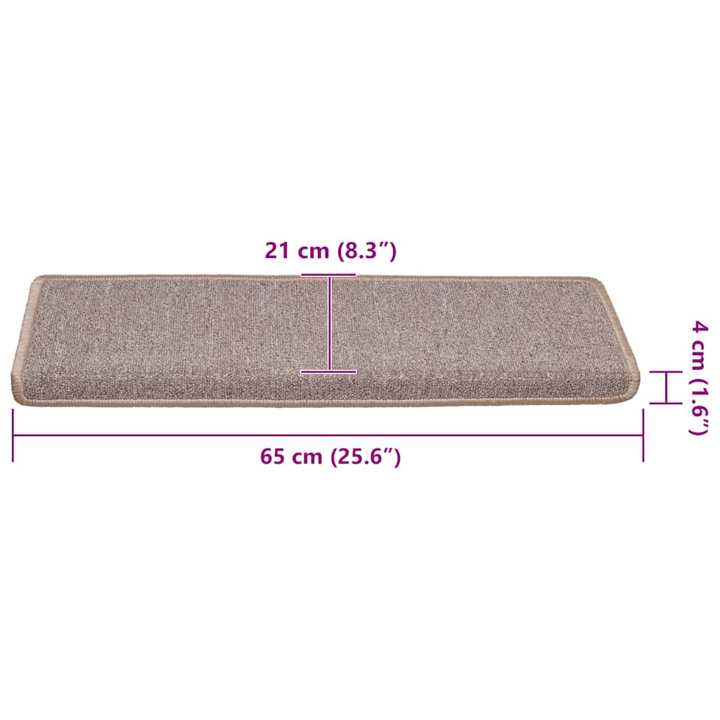 vidaXL Maty na schody 30 szt. 65x21x4 cm Jasnobrązowe, prostokątne krawędzie