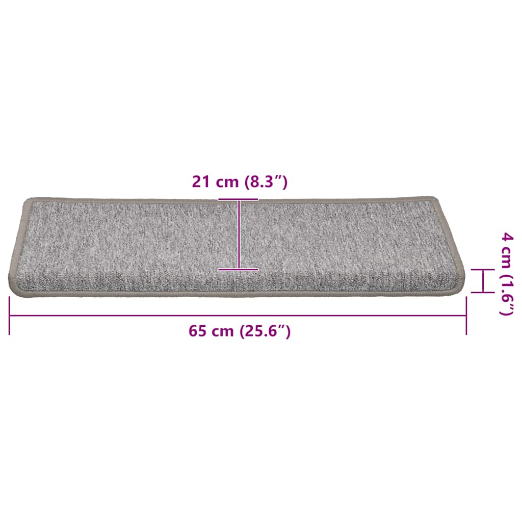 vidaXL Maty na schody 30 szt. 65x21x4 cm Jasnoszary prostokątny brzeg