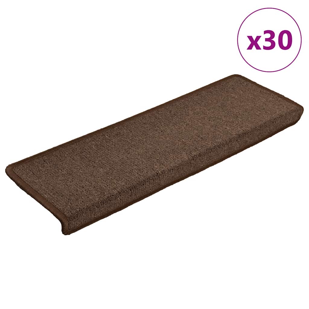 vidaXL Maty na schody 30 szt. 65x21x4 cm Brąz kawowy, prostokątna krawędź