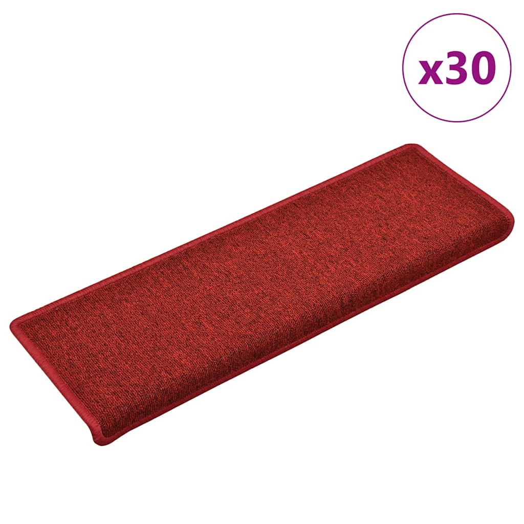 vidaXL Maty na schody 30 szt. 65x21x4 cm Czerwone prostokątne krawędzie