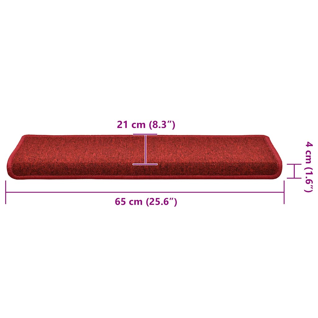 vidaXL Maty na schody 30 szt. 65x21x4 cm Czerwone prostokątne krawędzie