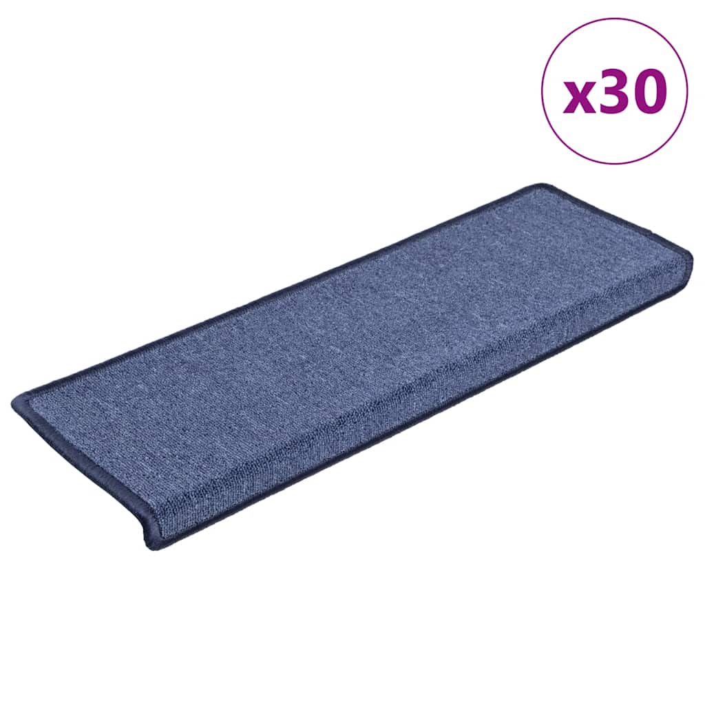 vidaXL Maty na schody 30 szt. 65x21x4 cm Niebieskie prostokątne krawędzie