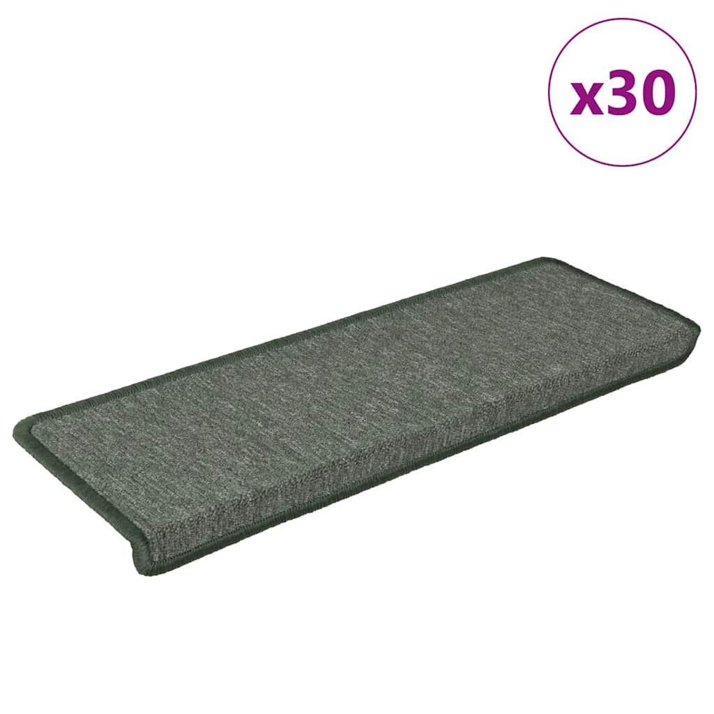 vidaXL Maty na schody 30 szt. 65x21x4 cm Ciemnozielone, prostokątne krawędzie