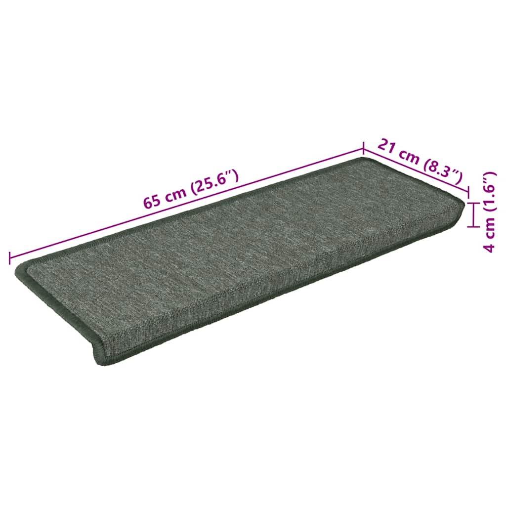 vidaXL Maty na schody 30 szt. 65x21x4 cm Ciemnozielone, prostokątne krawędzie