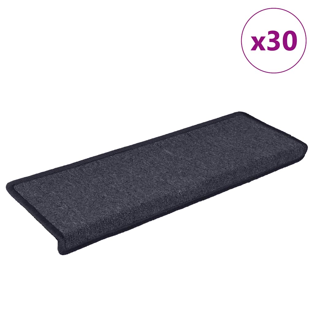 vidaXL Maty na schody 30 szt. 65x21x4 cm Ciemnoszare i niebieskie prostokątne krawędzie
