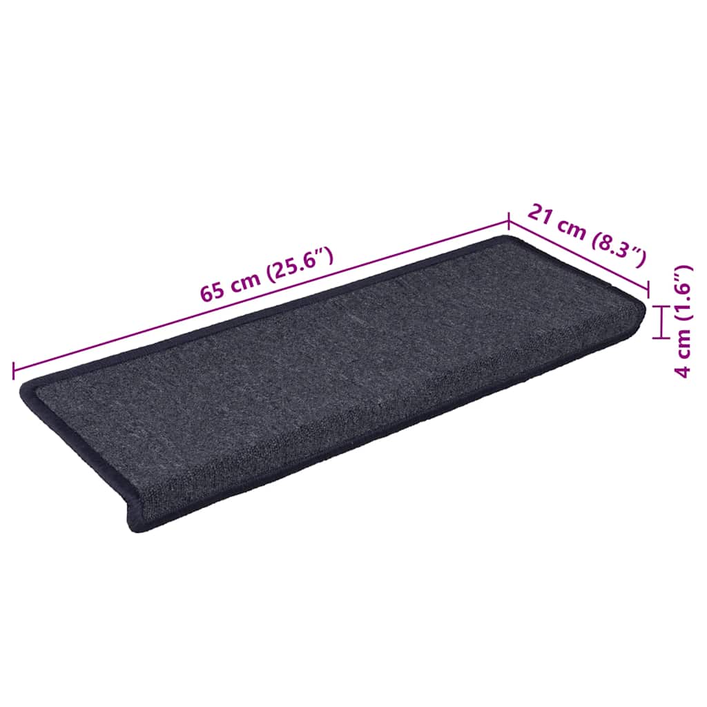 vidaXL Maty na schody 30 szt. 65x21x4 cm Ciemnoszare i niebieskie prostokątne krawędzie