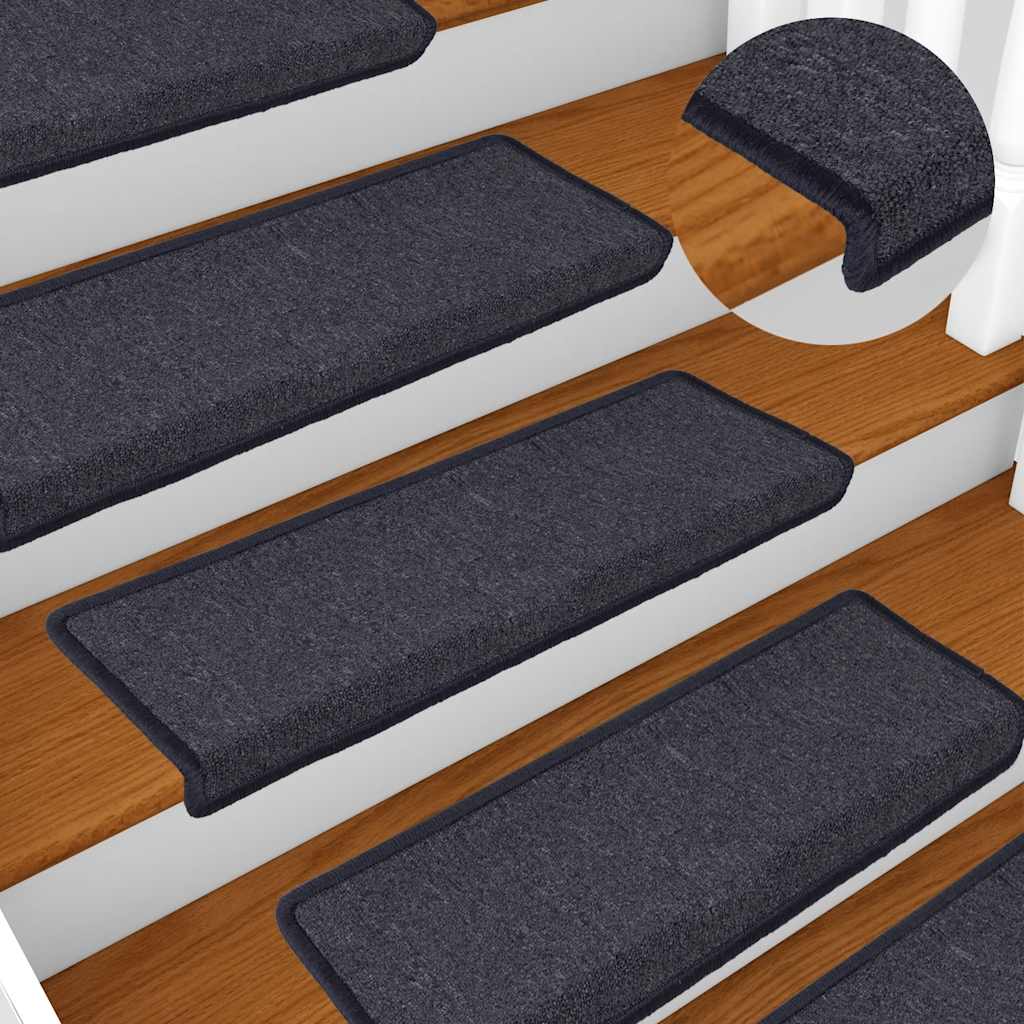 vidaXL Maty na schody 30 szt. 65x21x4 cm Ciemnoszare i niebieskie prostokątne krawędzie