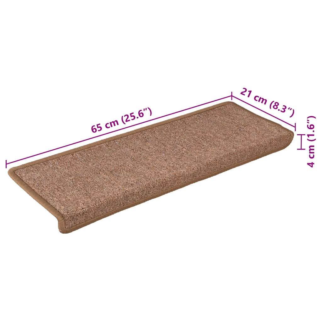 vidaXL Maty na schody 30 szt. 65x21x4 cm Brązowe prostokątne krawędzie