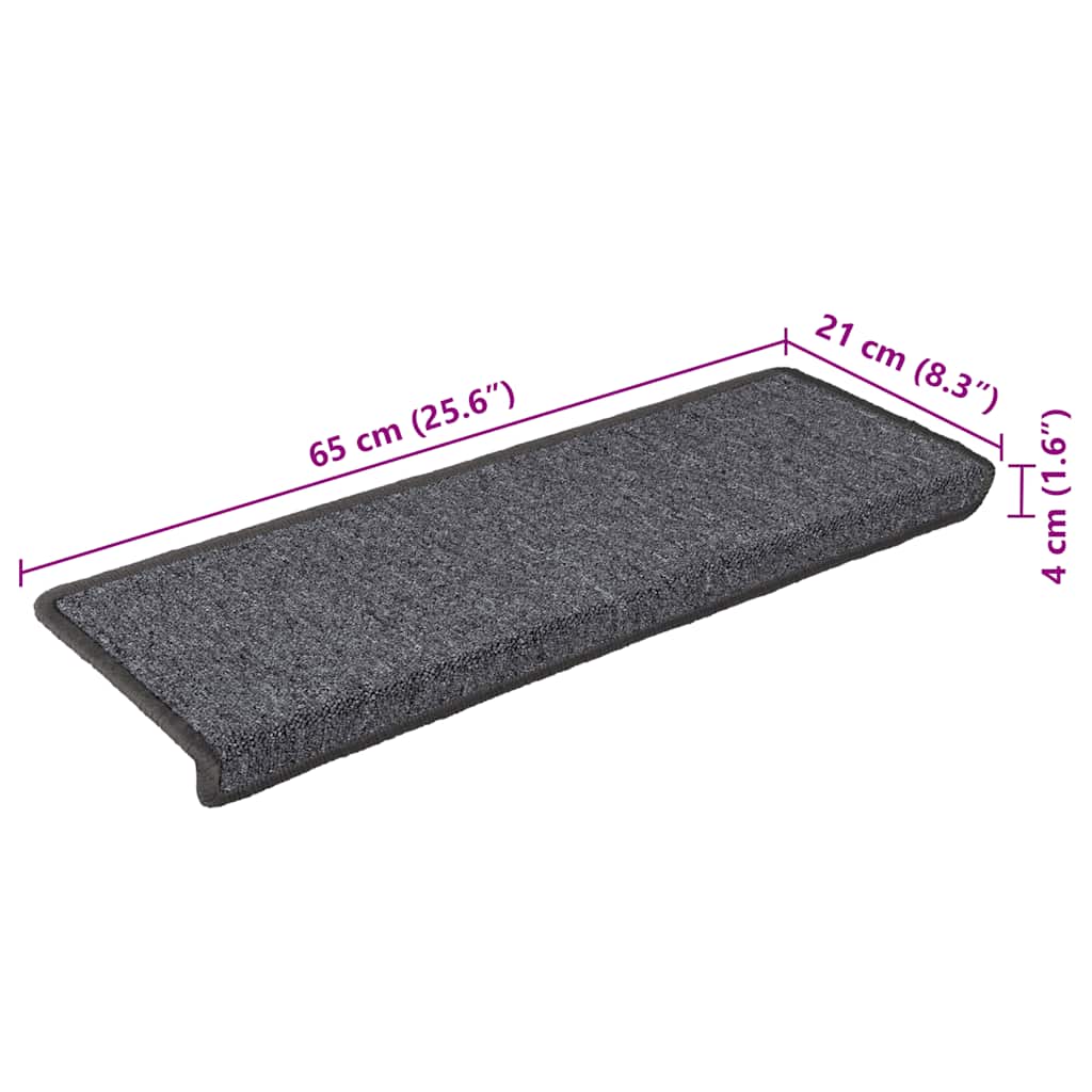 vidaXL Maty na schody 30 szt. 65x21x4 cm Ciemnoszary prostokątny brzeg
