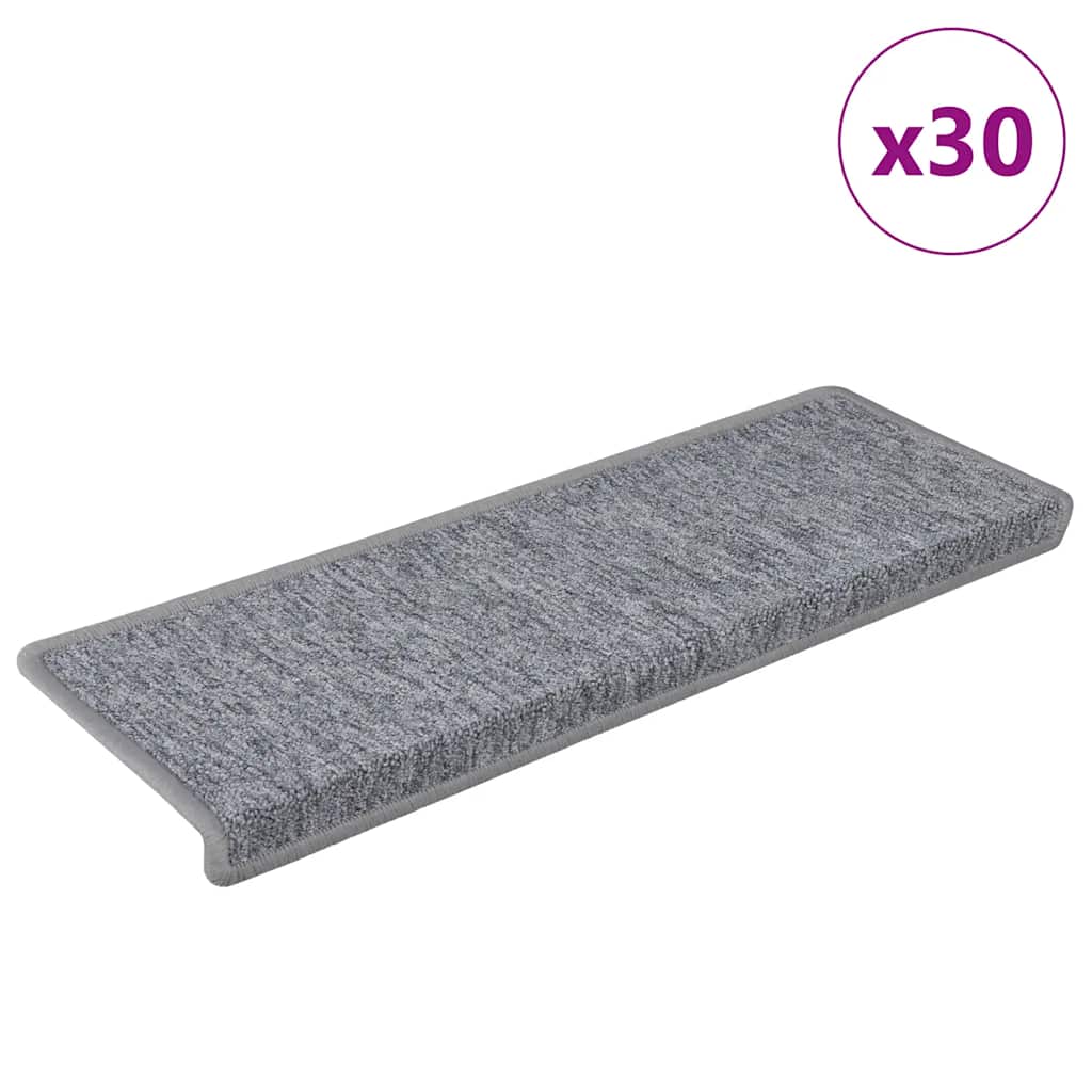vidaXL Maty na schody 30 szt. 65x21x4 cm Jasnoszary prostokątny brzeg
