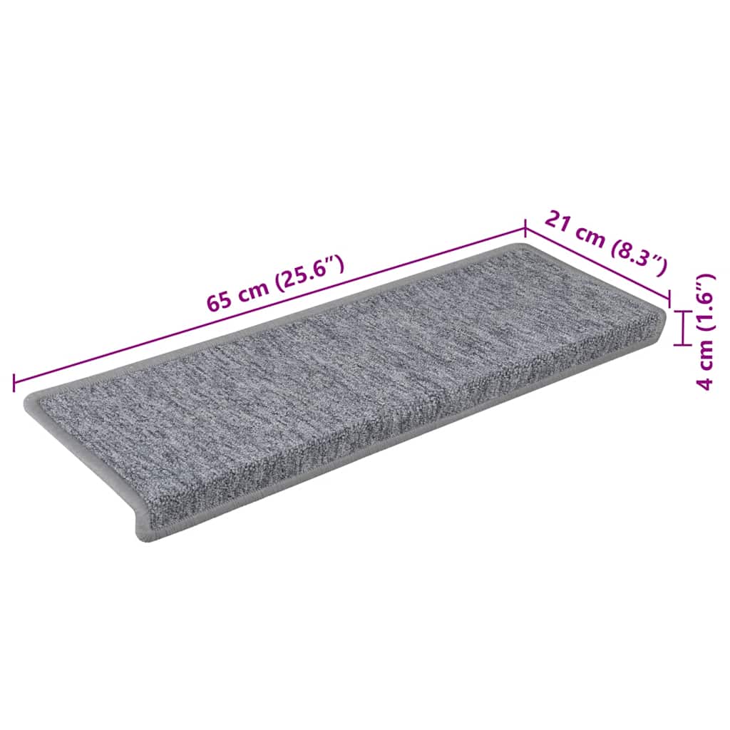 vidaXL Maty na schody 30 szt. 65x21x4 cm Jasnoszary prostokątny brzeg