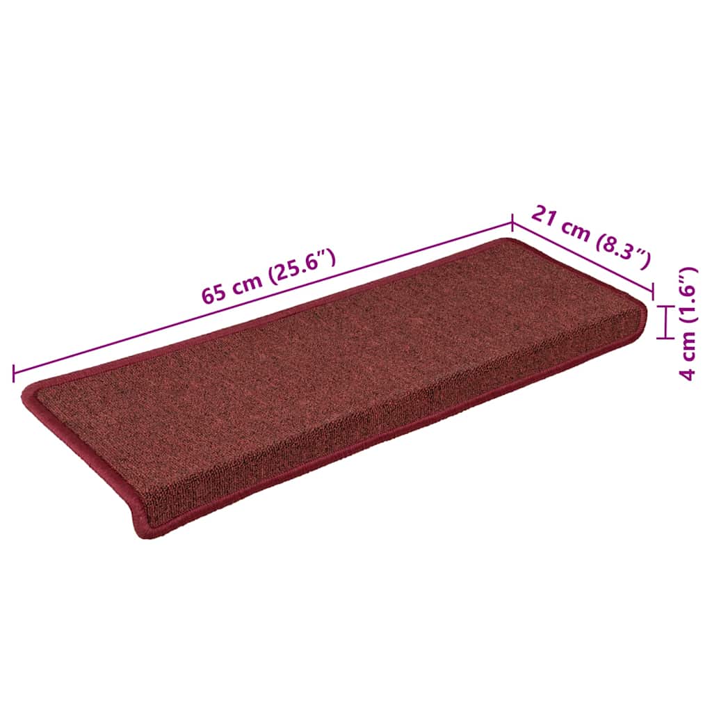 vidaXL Maty na schody 30 szt. 65x21x4 cm Bordeaux Rectangular Edge