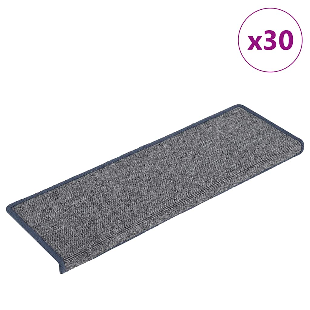 vidaXL Maty na schody 30 szt. 65x21x4 cm, jasnoszare i niebieskie, prostokątne krawędzie