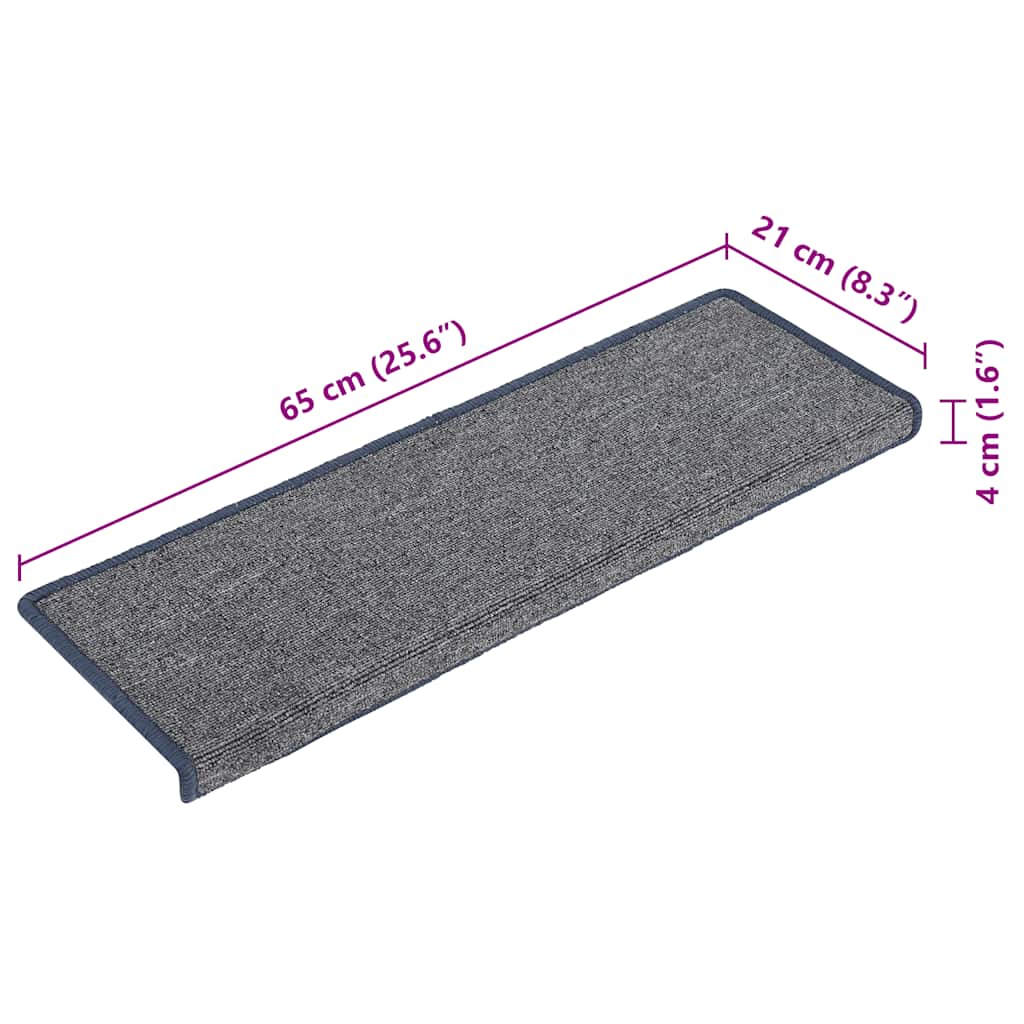 vidaXL Maty na schody 30 szt. 65x21x4 cm, jasnoszare i niebieskie, prostokątne krawędzie