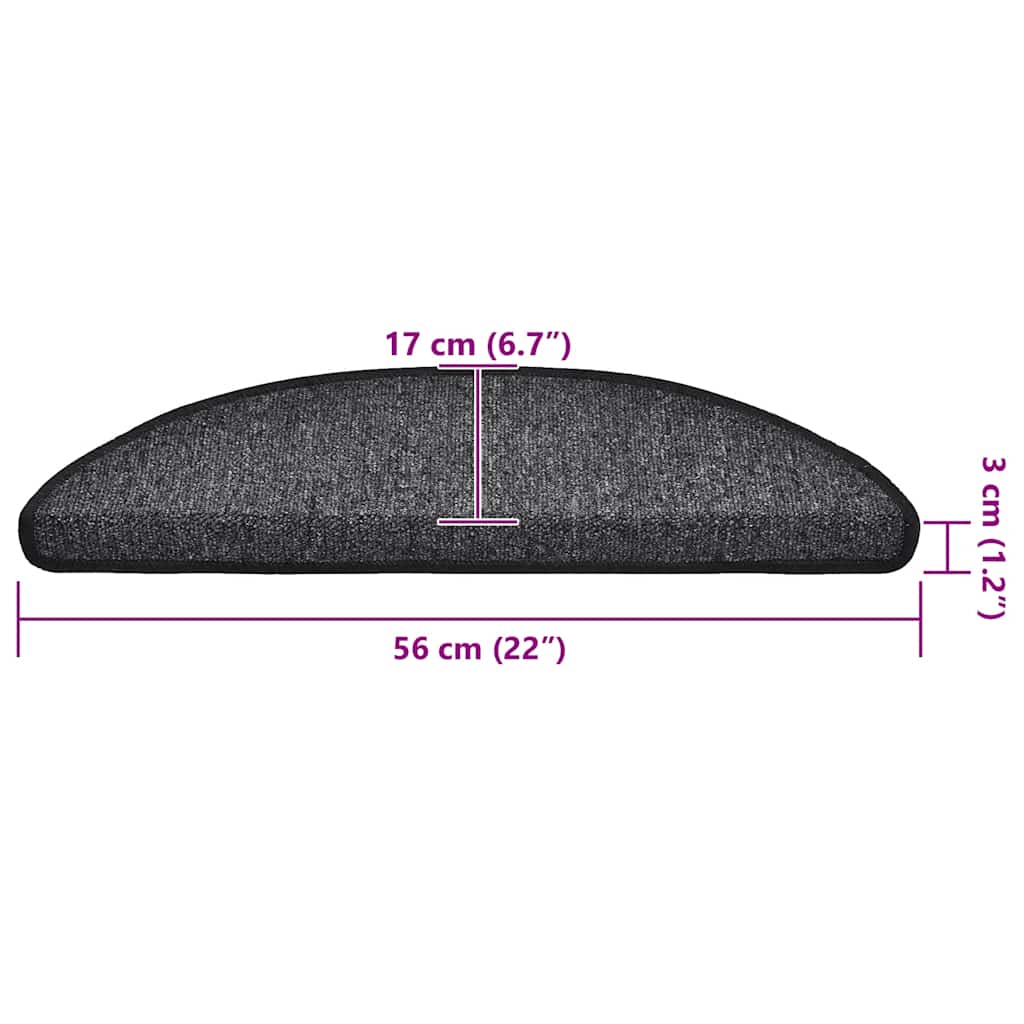 vidaXL Maty na schody 20 szt. 56x17x3 cm Antracyt Półokrągłe