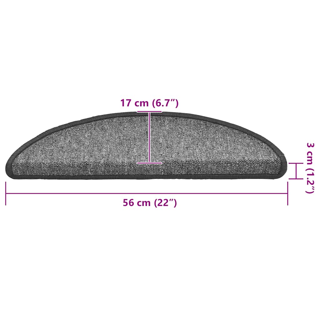 vidaXL Maty na schody 20 szt. 56x17x3 cm Ciemnoszary Półokrągły