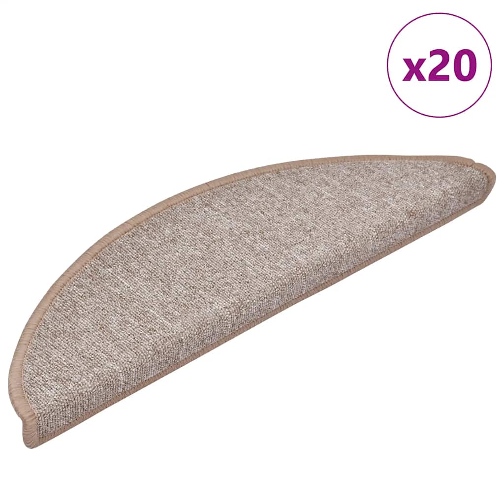 vidaXL Maty na schody 20 szt. 56x17x3 cm Jasnobrązowe półokrągłe