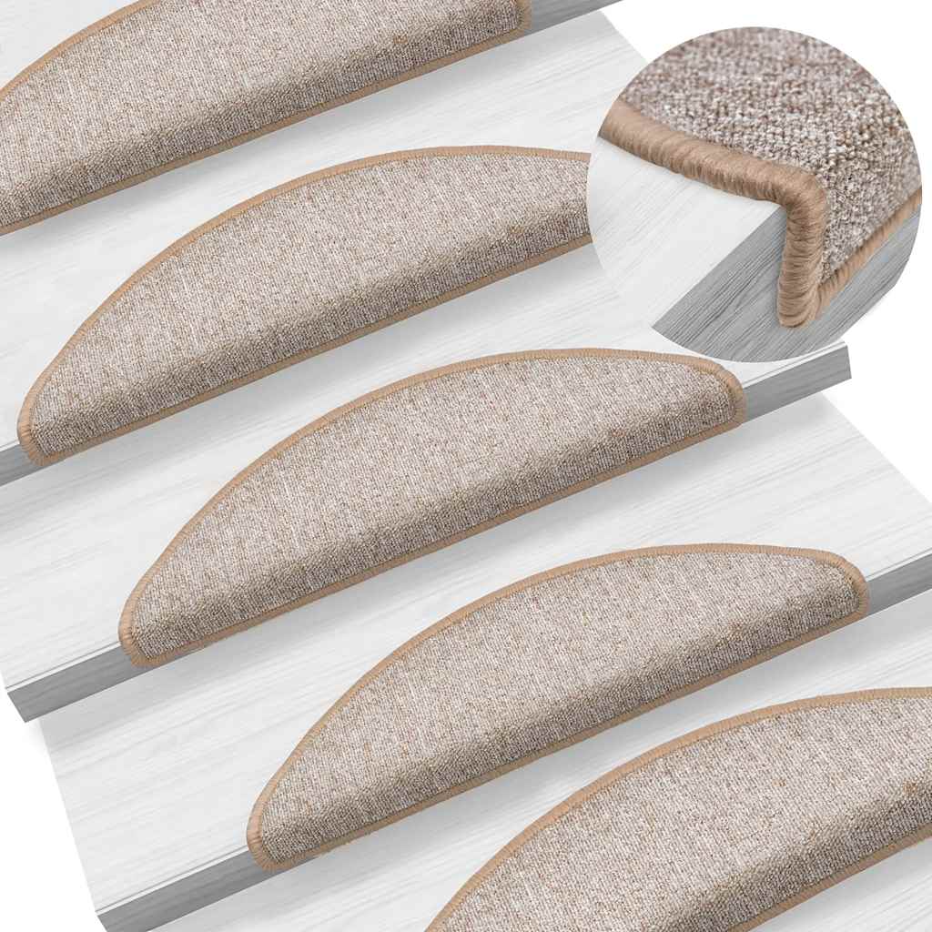 vidaXL Maty na schody 20 szt. 56x17x3 cm Jasnobrązowe półokrągłe
