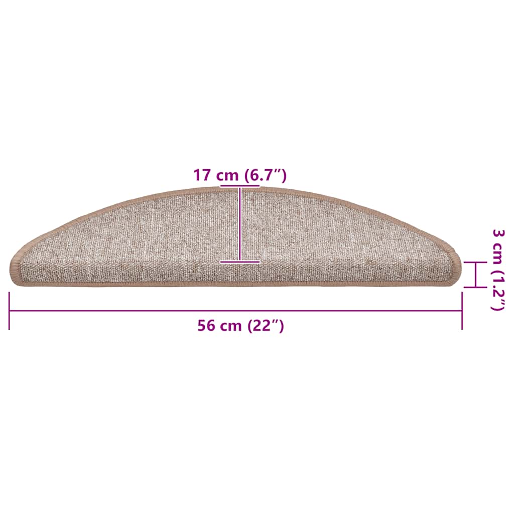 vidaXL Maty na schody 20 szt. 56x17x3 cm Jasnobrązowe półokrągłe