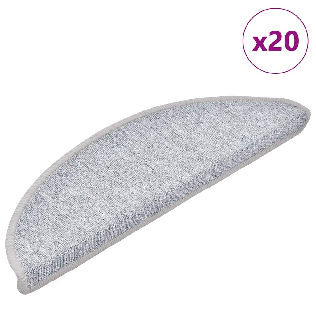 vidaXL Maty na schody 20 szt. 56x17x3 cm Jasnoszare półokrągłe