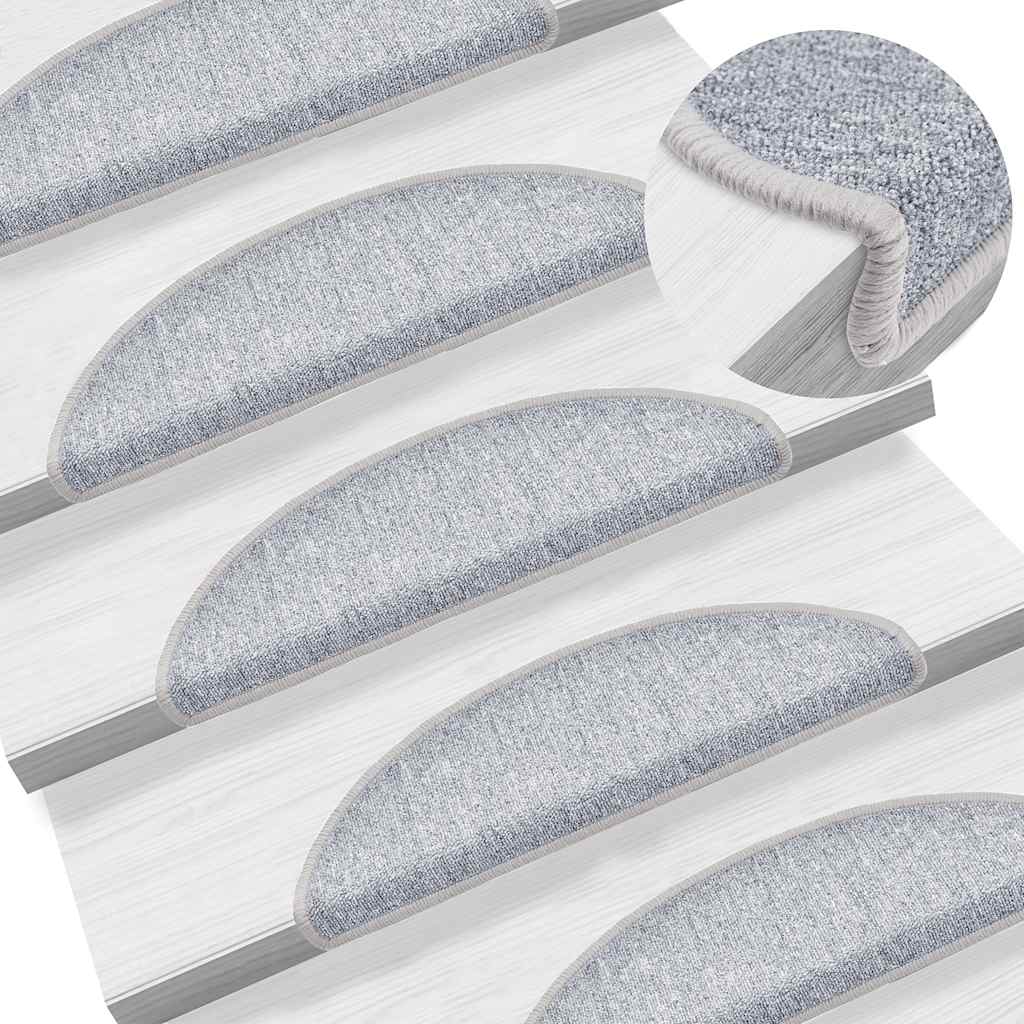 vidaXL Maty na schody 20 szt. 56x17x3 cm Jasnoszare półokrągłe
