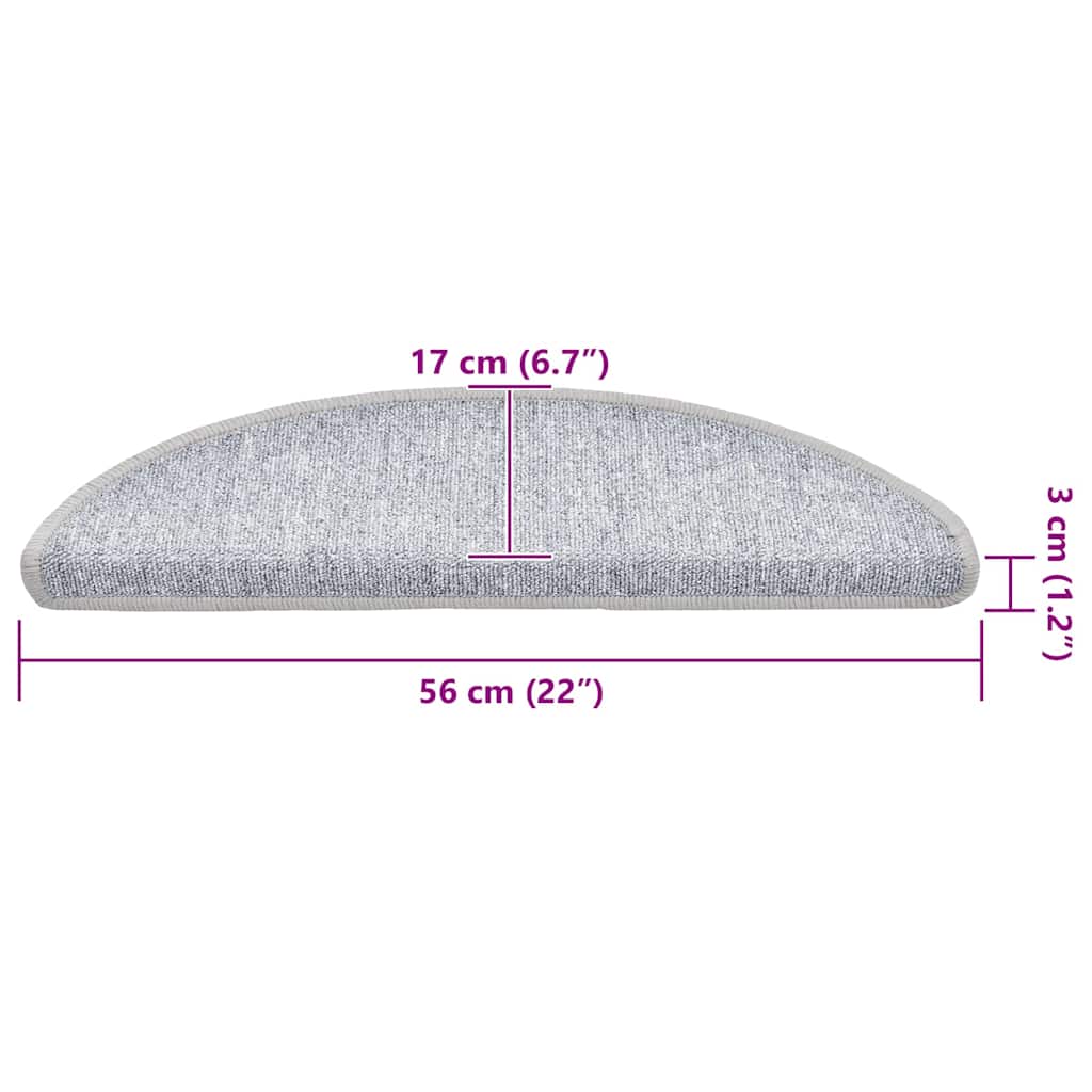 vidaXL Maty na schody 20 szt. 56x17x3 cm Jasnoszare półokrągłe