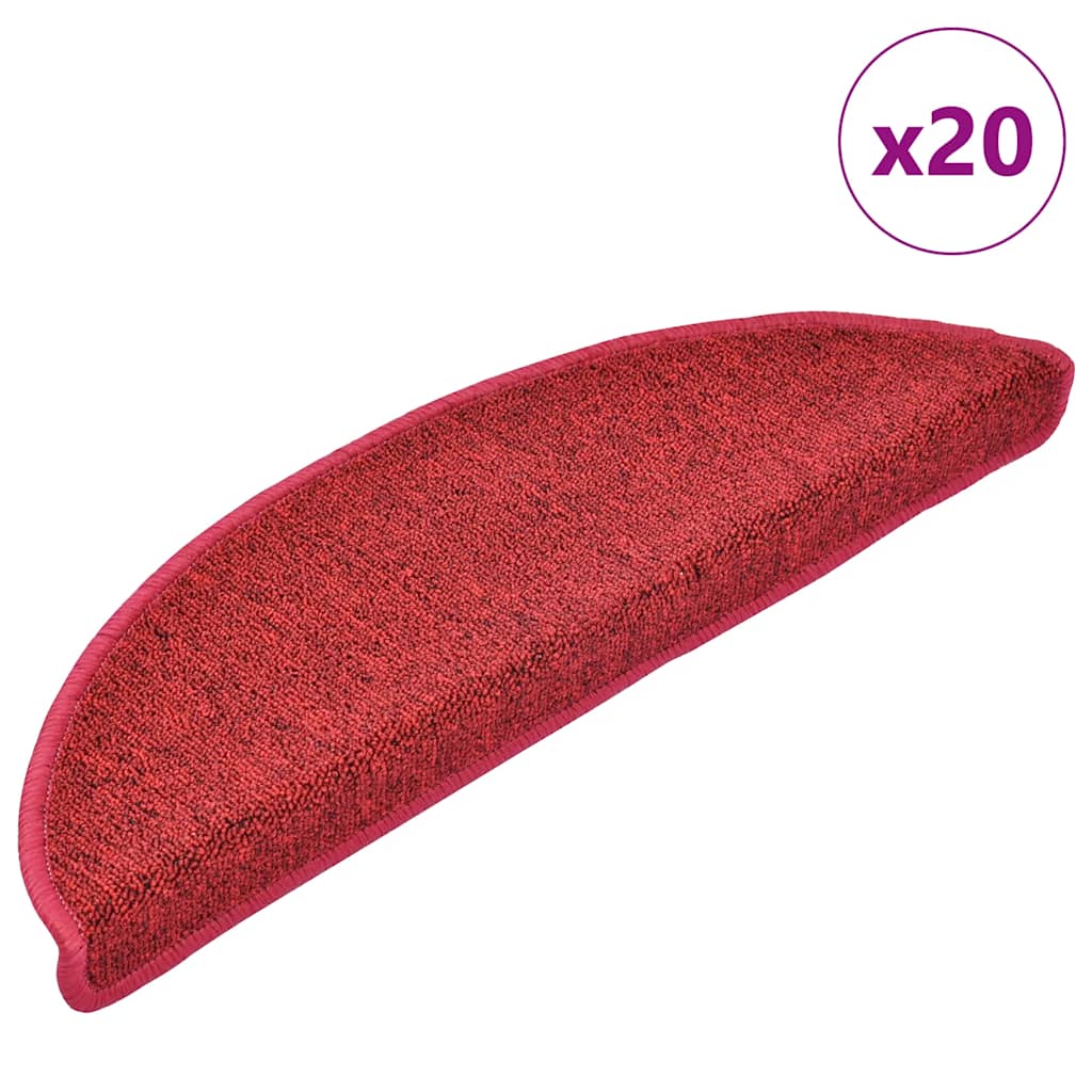 vidaXL Maty na schody 20 szt. 56x17x3 cm Czerwone Półokrągłe