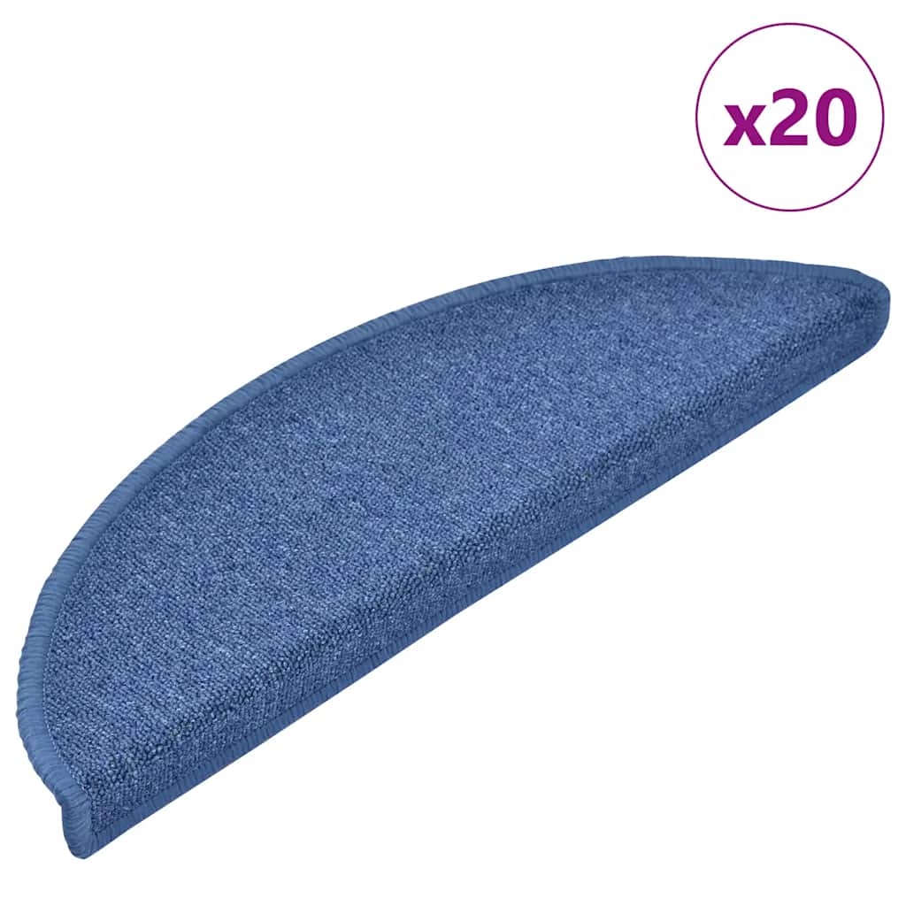 vidaXL Maty na schody 20 szt. 56x17x3 cm Niebieskie półokrągłe