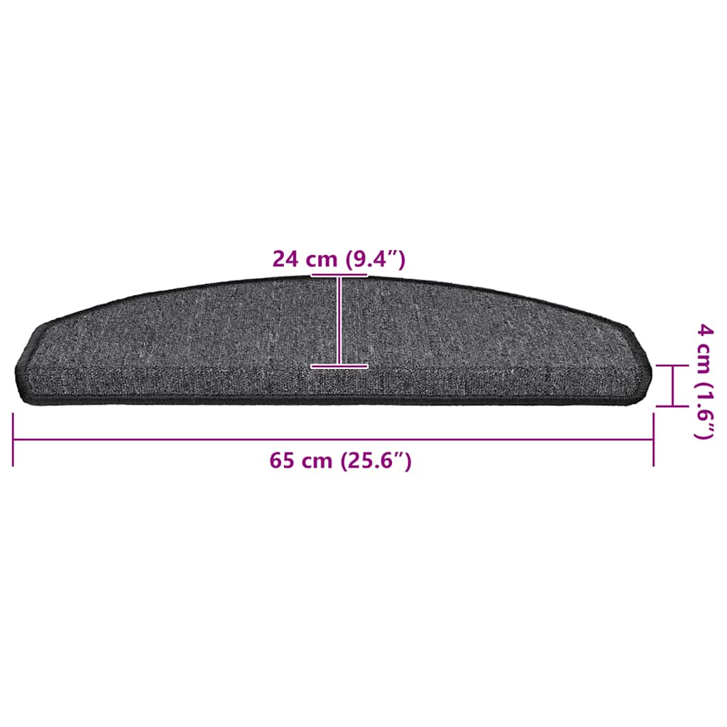 vidaXL Maty na schody 20 szt. 65x24x4 cm Antracytowe półokrągłe duże