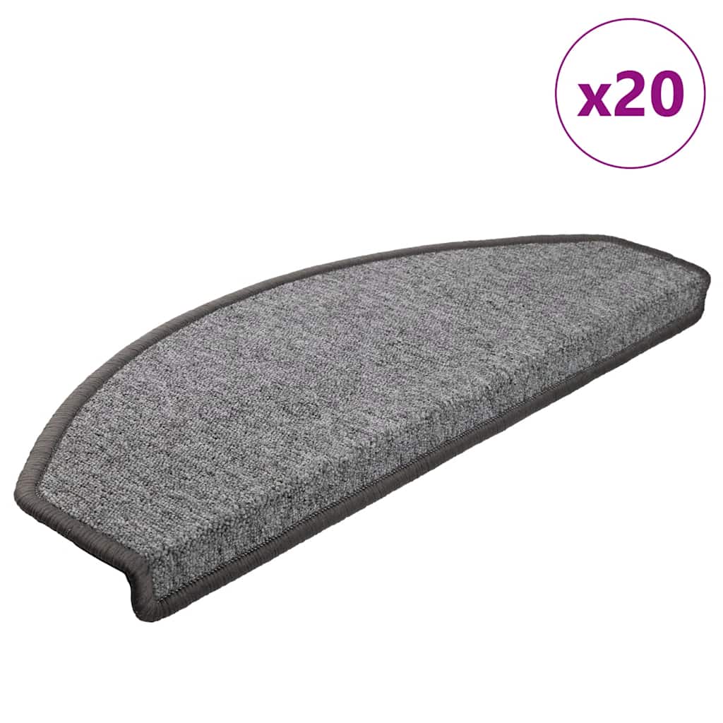 vidaXL Maty na schody 20 szt. 65x24x4 cm Ciemnoszare Półokrągłe Duże