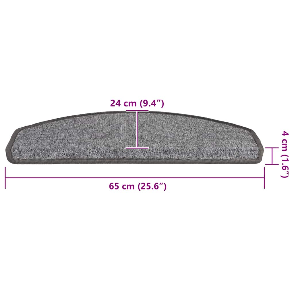 vidaXL Maty na schody 20 szt. 65x24x4 cm Ciemnoszare Półokrągłe Duże