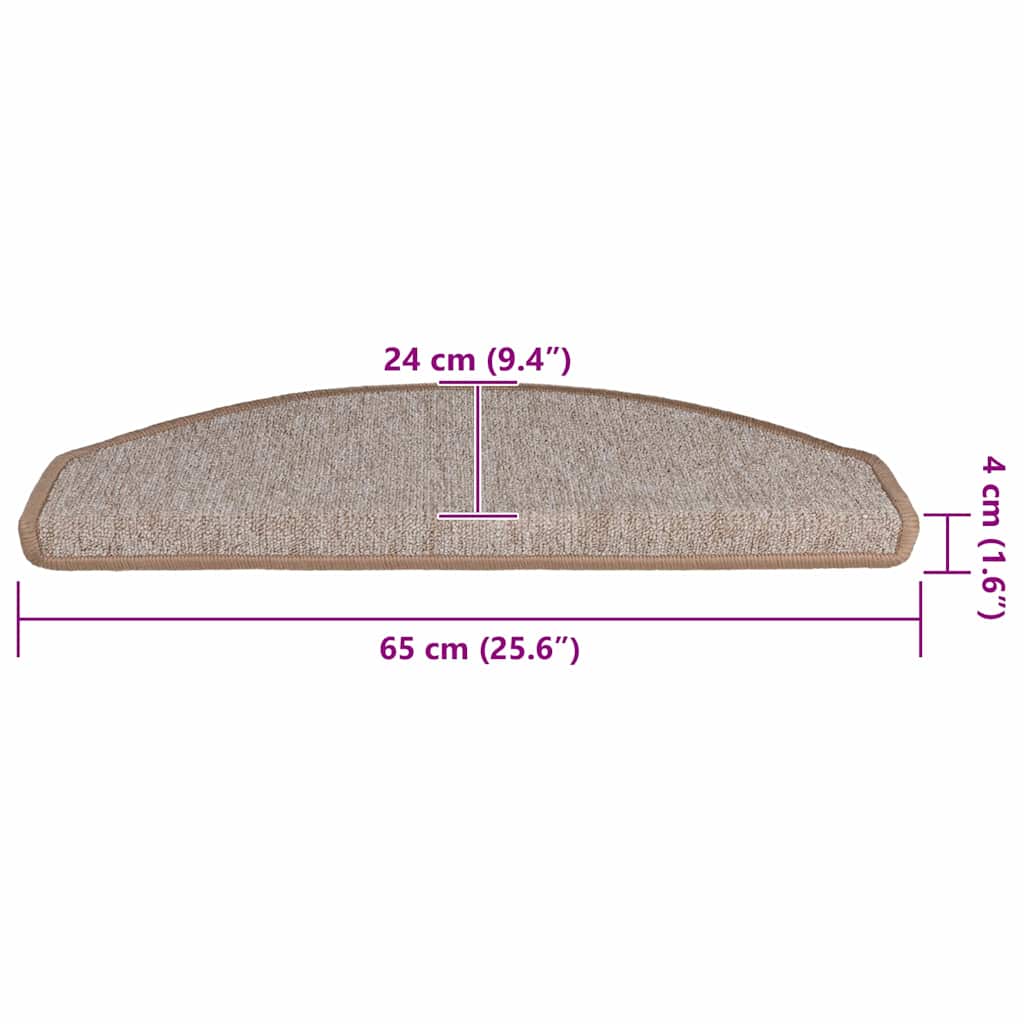 vidaXL Maty na schody 20 szt. 65x24x4 cm Jasnobrązowe, półokrągłe, duże