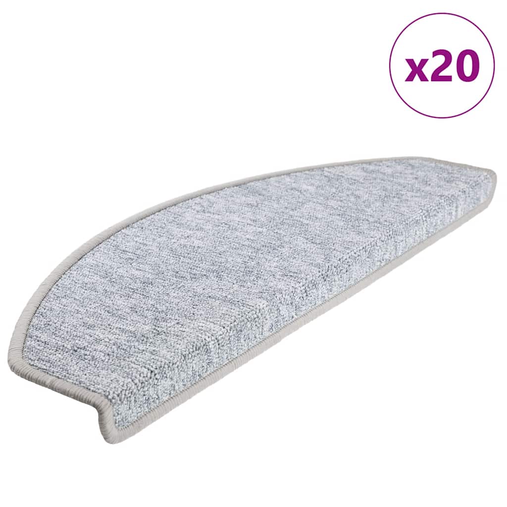 vidaXL Maty na schody 20 szt. 65x24x4 cm Jasnoszare Półokrągłe Duże