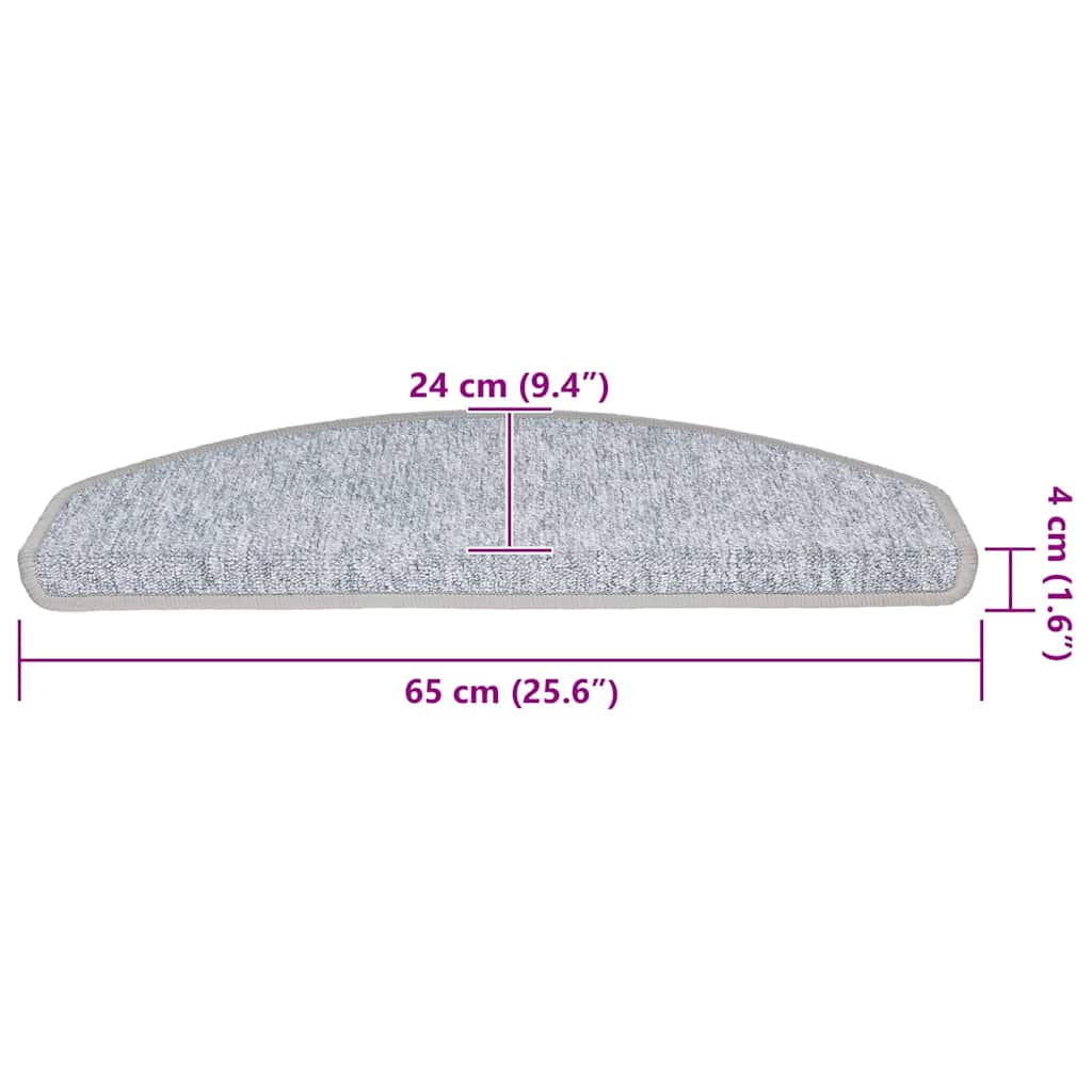 vidaXL Maty na schody 20 szt. 65x24x4 cm Jasnoszare Półokrągłe Duże