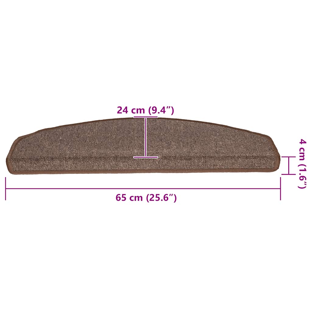 vidaXL Maty na schody 20 szt. 65x24x4 cm Brąz kawowy Półokrągły Duży
