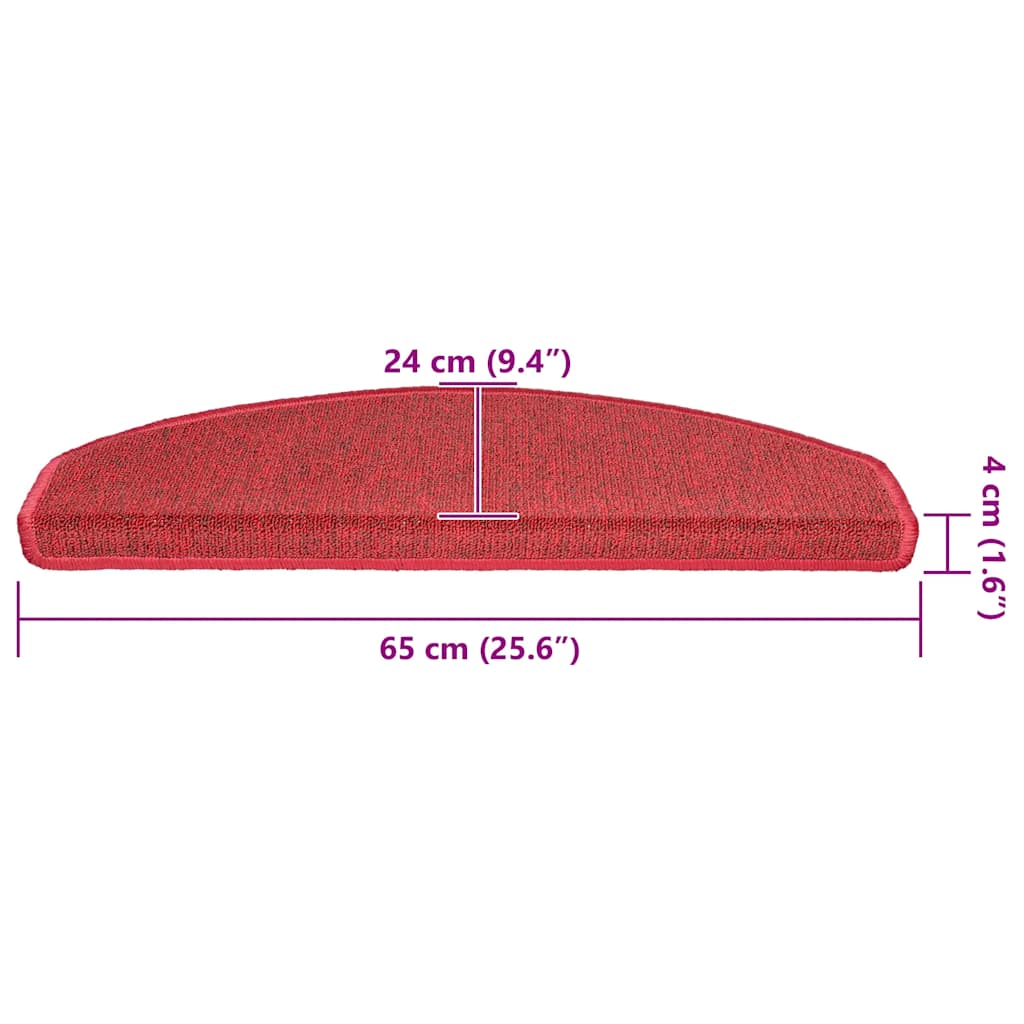 vidaXL Maty na schody 20 szt. 65x24x4 cm Czerwone Półokrągłe Duże