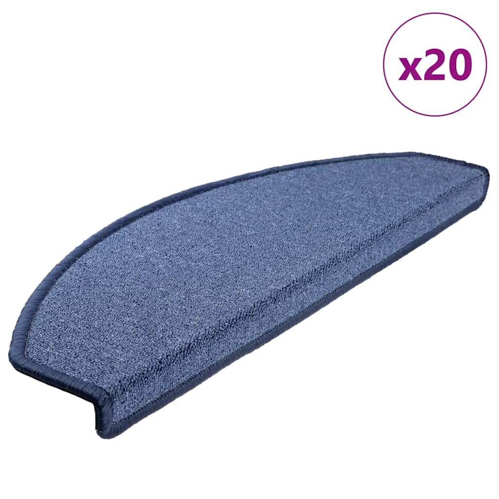vidaXL Maty na schody 20 szt. 65x24x4 cm niebieskie półokrągłe duże