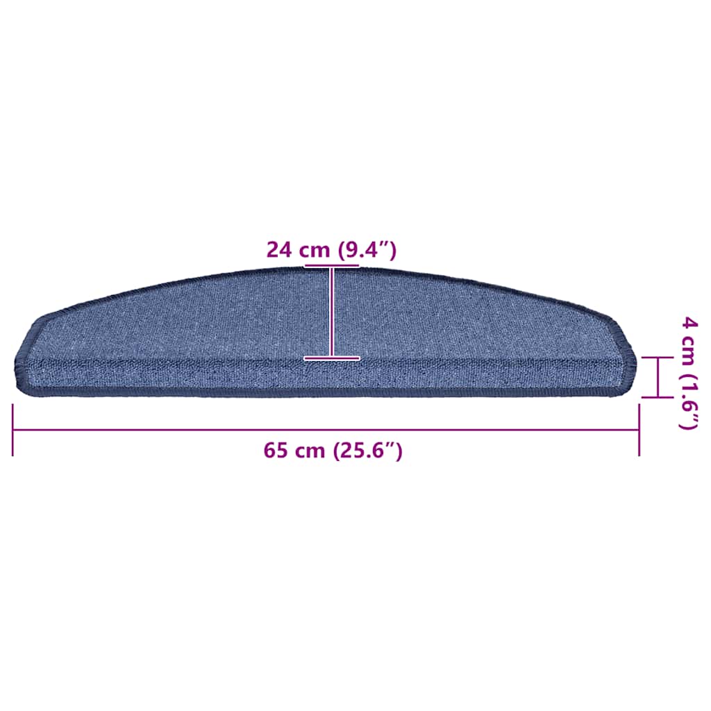 vidaXL Maty na schody 20 szt. 65x24x4 cm niebieskie półokrągłe duże