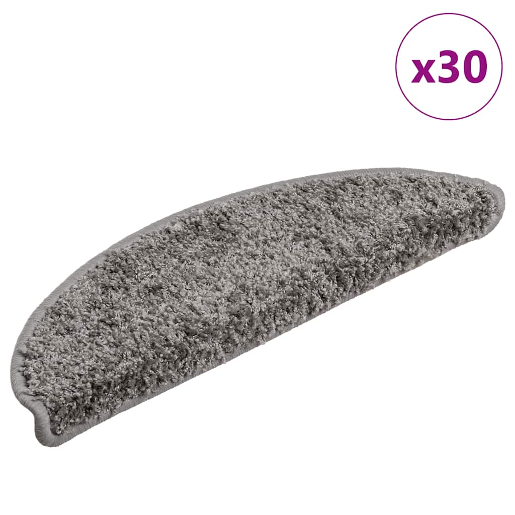 vidaXL Maty na schody 30 szt. 56x17x3 cm Szare półokrągłe