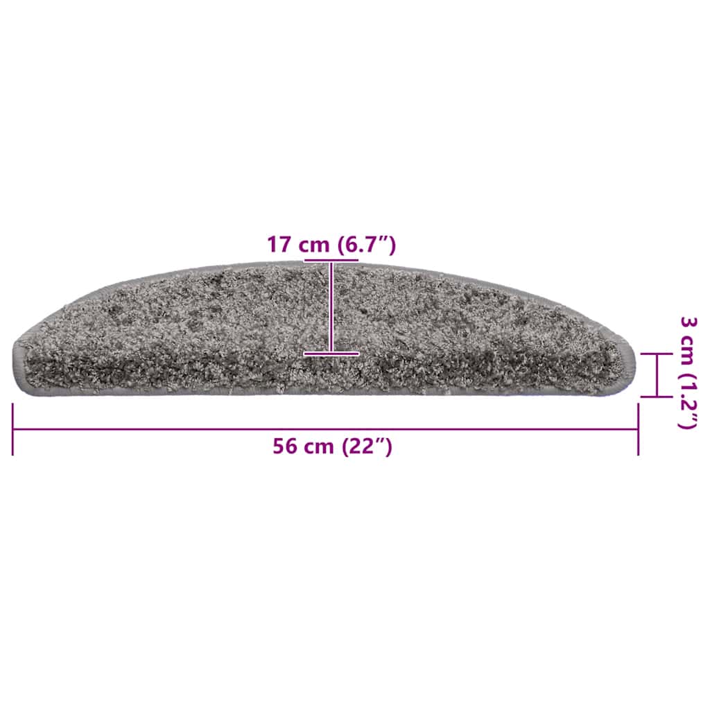 vidaXL Maty na schody 30 szt. 56x17x3 cm Szare półokrągłe