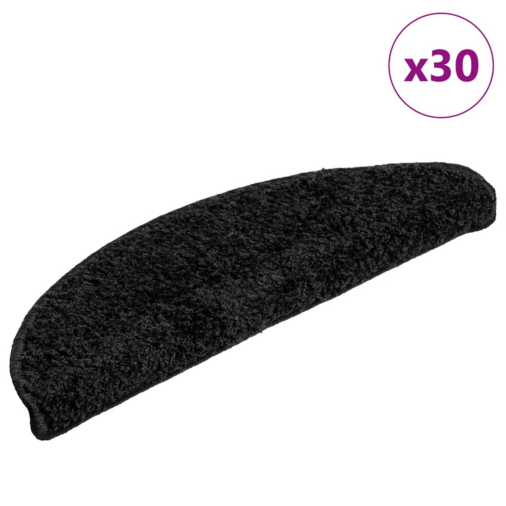 vidaXL Maty na schody 30 szt. 56x17x3 cm Czarne półokrągłe