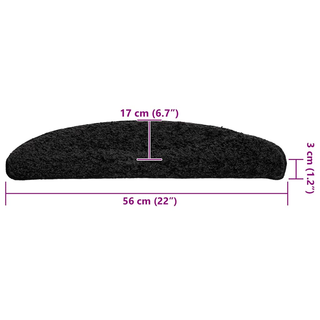 vidaXL Maty na schody 30 szt. 56x17x3 cm Czarne półokrągłe
