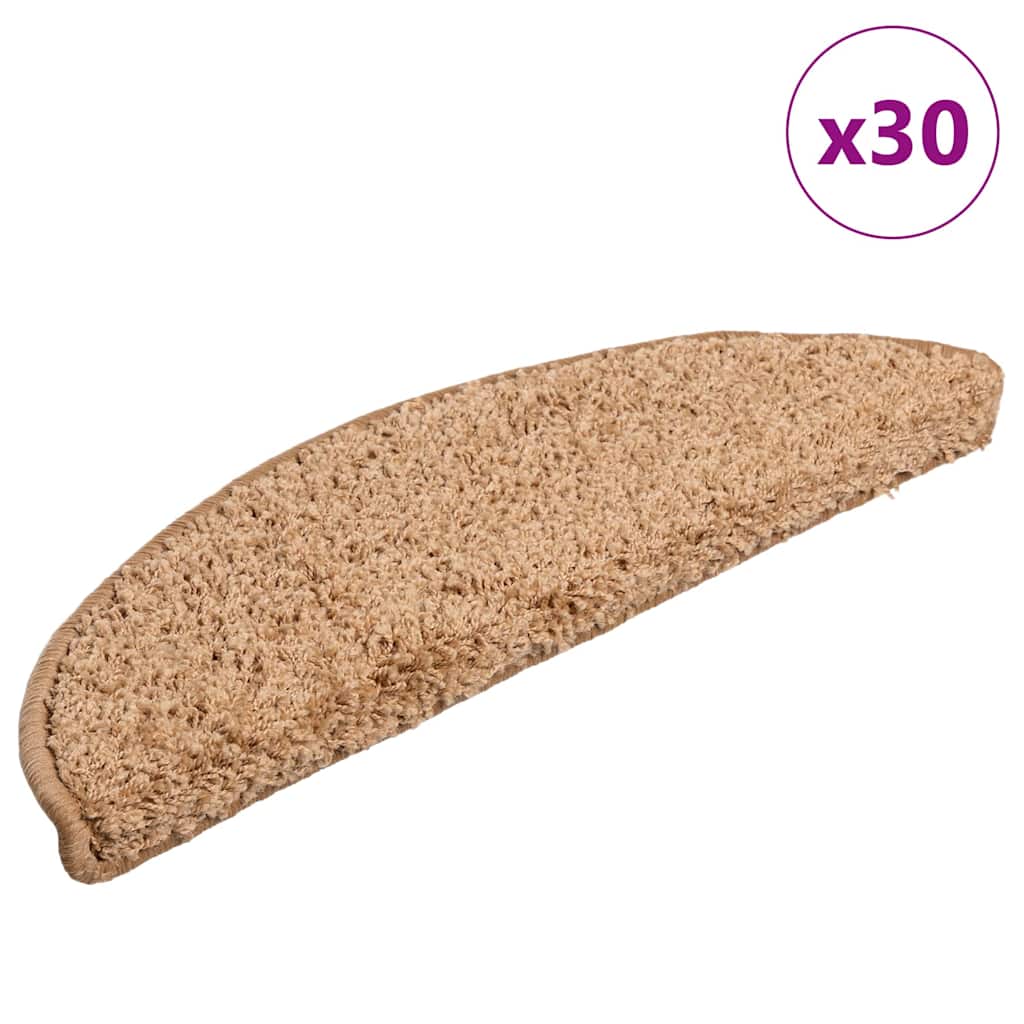 vidaXL Maty na schody 30 szt. 56x17x3 cm Beżowe półokrągłe