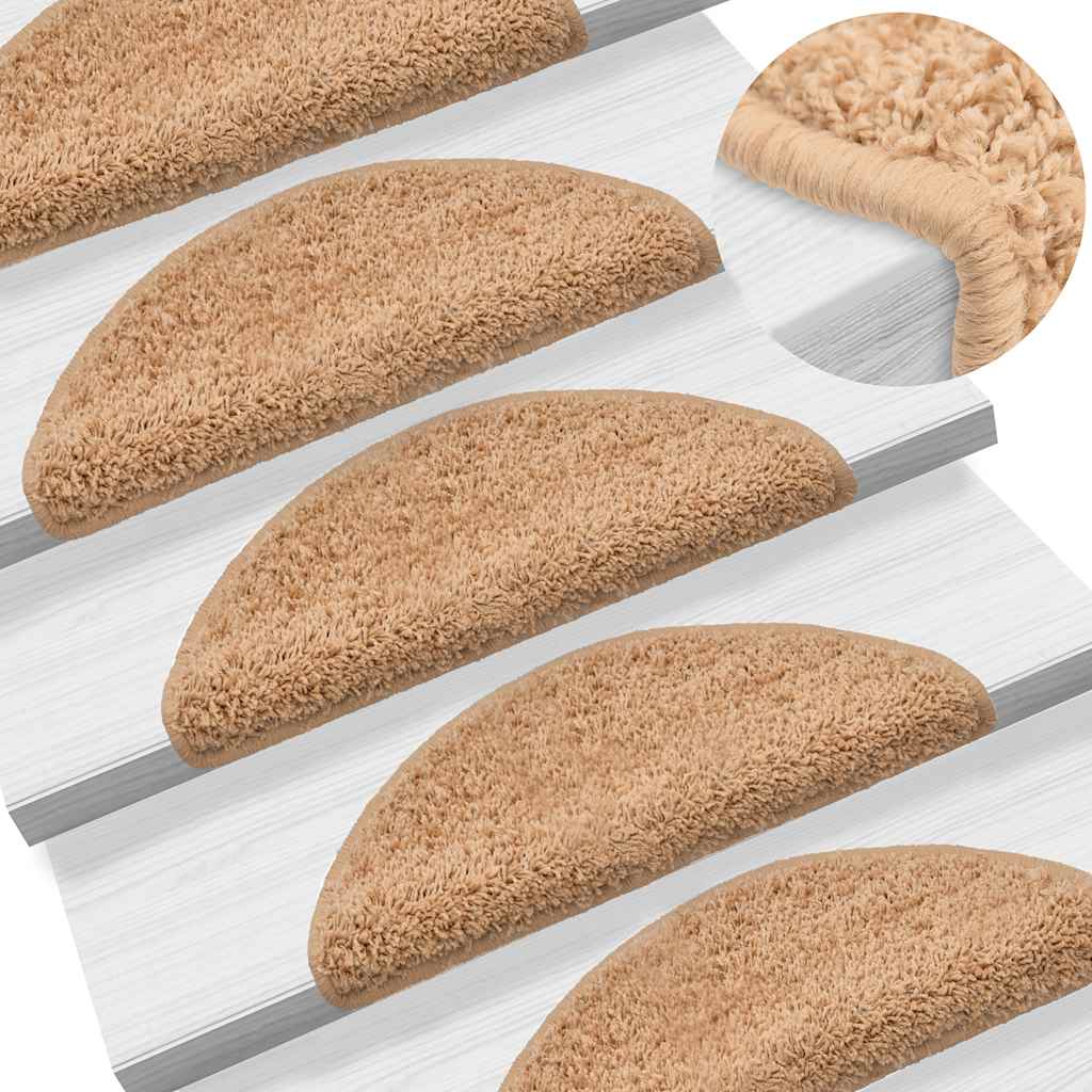 vidaXL Maty na schody 30 szt. 56x17x3 cm Beżowe półokrągłe