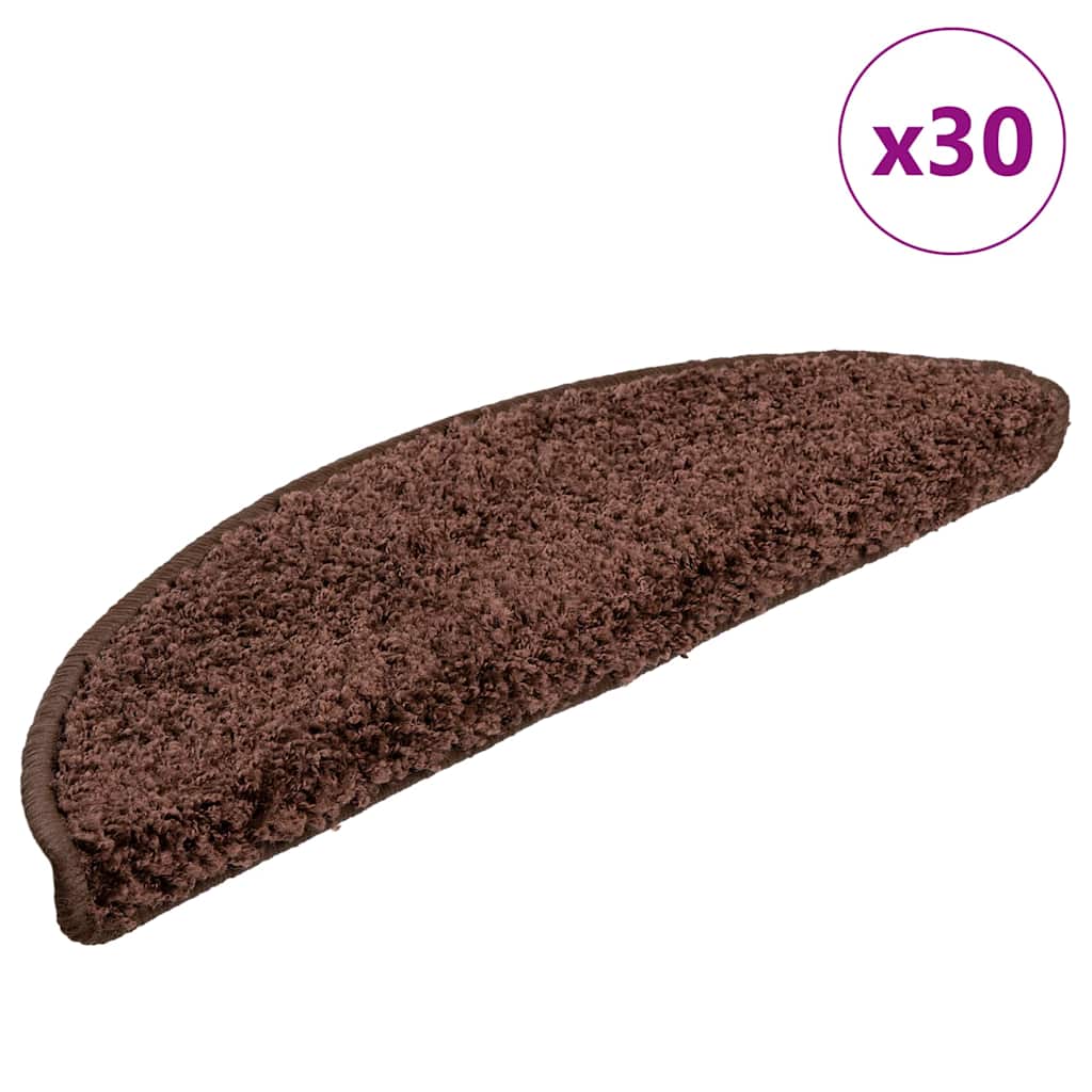vidaXL Maty na schody 30 szt. 56x17x3 cm Brązowe półokrągłe