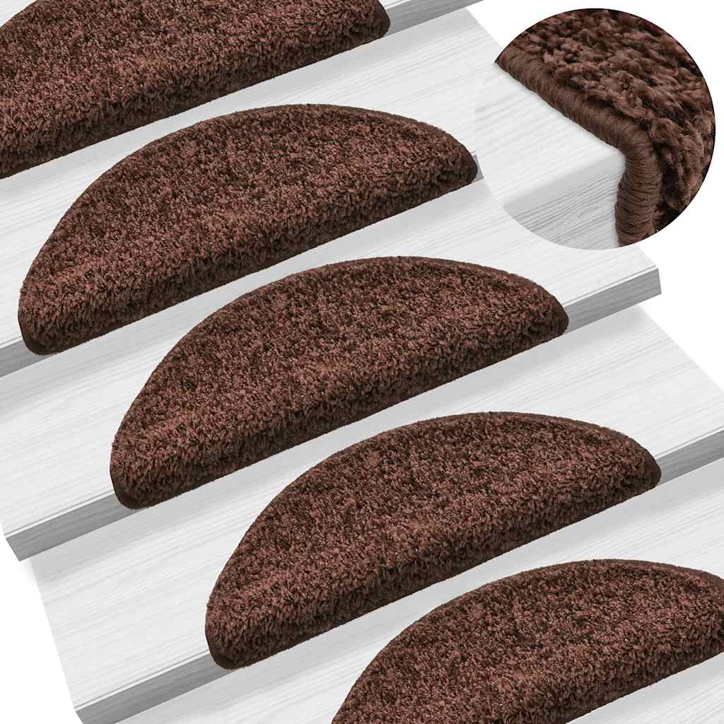 vidaXL Maty na schody 30 szt. 56x17x3 cm Brązowe półokrągłe